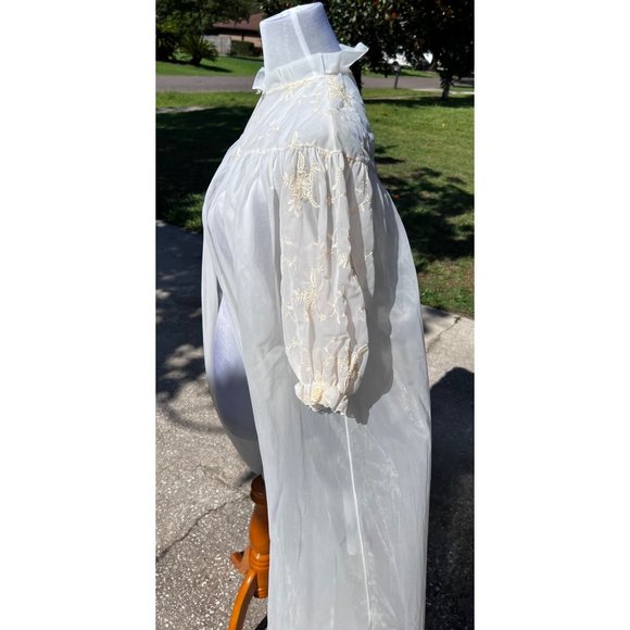 1950s Vanity Fair Peignoir Negligee Size 38 Cream Lace Chiffon Tricot - Picture 5 of 8